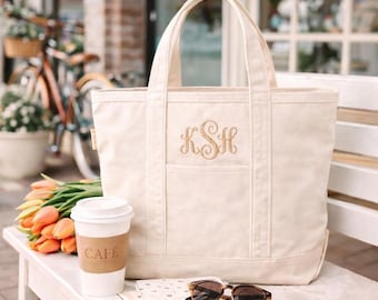 Custom Embroidered Canvas Tote Bag, Travel Tote, Mom Bag, Teacher Gift, Bridesmaid Gift