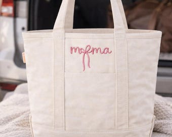 Personalized Embroidered Canvas Tote Bag, Travel Tote, Mom Gift, Teacher Gift