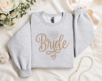 Embroidered Bride Sweatshirt, Personalized Embroidered Sweatshirt
