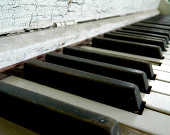 Vintage Piano Photography, Abandoned Piano, Ivory Keys, Musical Photography, Macro Photography, Photo by Abby Smith, Home Decor, Piano Art