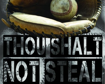 Baseball Decal, Baseball Wall Sticker, Baseball Catcher Decal, Thou Shalt Not Steal, Vinyl Wall Decal, Baseball Decor, Baseball Wall Art,