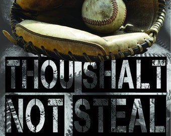 Baseball Decal, Baseball Wall Sticker, Baseball Catcher Decal, Thou Shalt Not Steal, Vinyl Wall Decal, Baseball Decor, Baseball Wall Art,