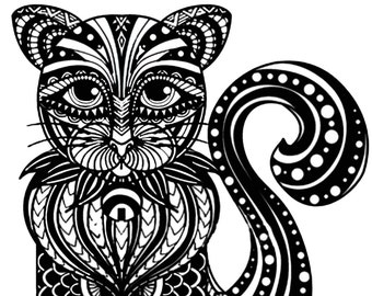 Cat Wall Decal, Color My Wall Decal, Do-it-Yourself Wall Art, Vinyl Wall Decal, Adult Coloring, Cat Decal, Art Project, Team Building Art