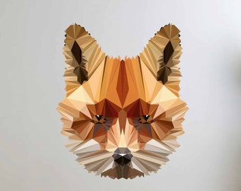 Fox Illustration, Fox Wall Decal, Vinyl Wall Decal, Polygonal Fox, Low Poly Fox, Geometric Accent Art, Wall Graphics, Home Decor, Kid's Room