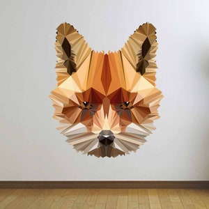 Fox Illustration, Fox Wall Decal, Vinyl Wall Decal, Polygonal Fox, Low Poly Fox, Geometric Accent Art, Wall Graphics, Home Decor, Kid&#39;s Room