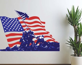 Iwo Jima Decal, Military Wall Decal, Marine Corps Decal, Vinyl Wall Decal, Patriotic Wall Decal, American Wall Decal, Vinyl Wall Graphics