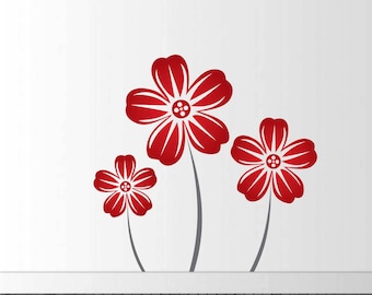 Floral Wall Decal, Red Flower Decal, Home Interior Decal, Vinyl Wall Graphics, Infinite Graphics, Removable Decal, Wall Stickers