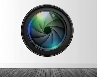 Camera Lens Wall Decal, Camera Lens Decal, Photography Decal, Art Studio Decor, Vinyl Wall Decal, Removable Decal, Wall Sticker, Camera Lens