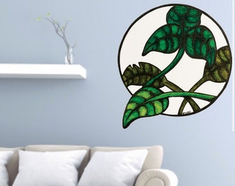 Leaf Wall Decal, Vinyl Wall Decal, Art by Abby Smith, Home Decor, Pen Ink Drawing, Contemporary Art, Decal, Art Print, Peel and Stick Decal