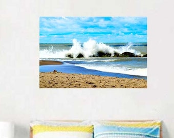 Waves Decal, Coastal Decor, Lake Erie Landscape, Wall Decal, Waves Splash, Vinyl Wall Decal, Home Decor, Coastal Theme, Photo by Abby Smith