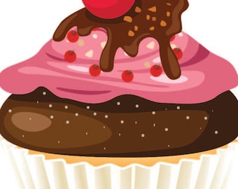 Cupcake Wall Decal, Girl's Bedroom Decal, Cupcake Theme Decor, Vinyl Wall Decal, Wall Decal, Cafe Decor, Cute Cupcake Decal, Food Art, Decal