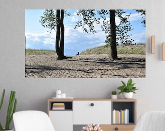 Beach Scape Decal, Beach Scenery, Vinyl Wall Decal, Reading by the Shore, Removable Wall Decal, Home Decor, Sandy Beach, Beach House Decor