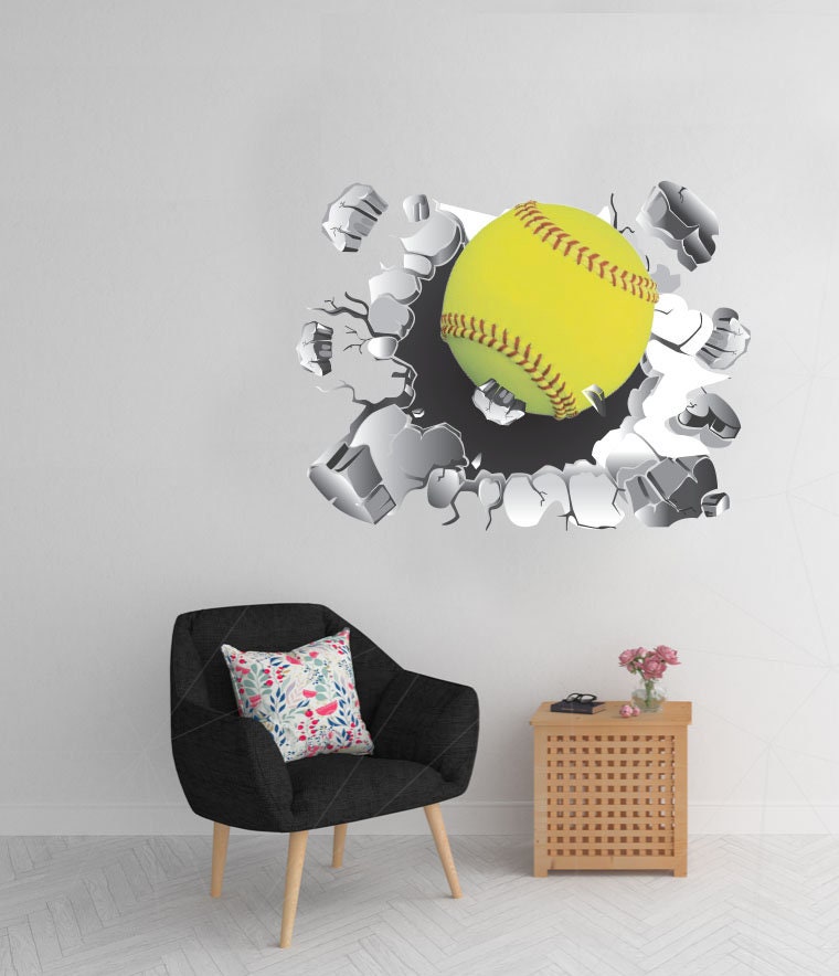 Baseball Illusion Sport Wall Art Decal Sticker SP38