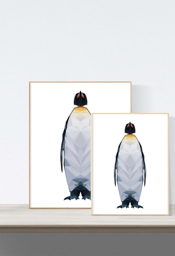 Penguin Polygonal Art, Abstract Print, Penguin Art