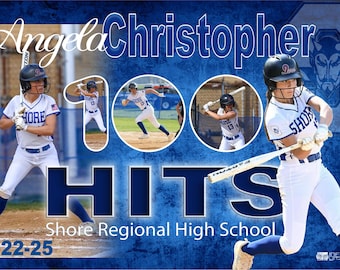 Custom Sports Banner: Player Achievement, 100 Pins, 1000 Assists, 100 Goals