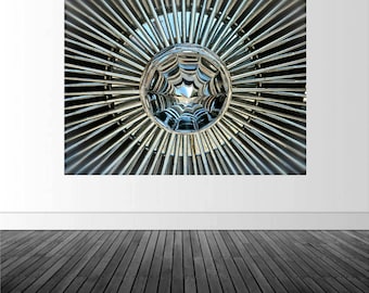 Classic Car Wheel Vinyl Wall Decal: Industrial Art Graphic