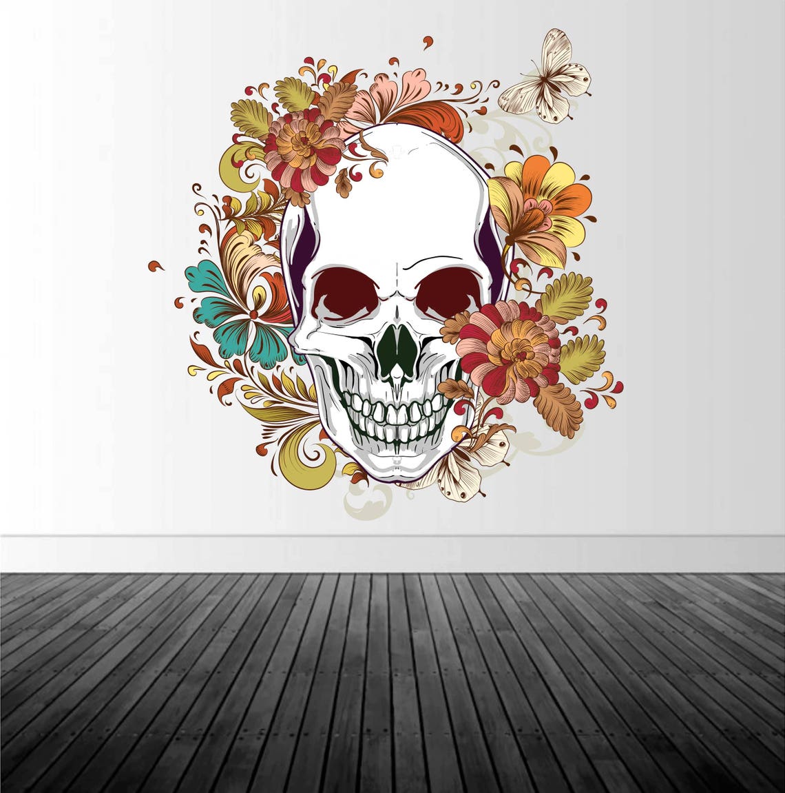 Sugar Skull Wall Decal Sugar Skull Wall Art Vinyl Wall Etsy