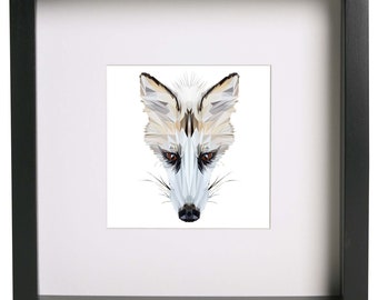 Fox Illustration, Polygonal Art, Abstract Print, White Fox Art, Symmetric Design, Modern Art, Infinite Graphics, by Abby Smith, Geometric