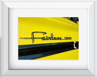 1964 Yellow Ford Fairlane, Photography, Automotive Photo, Ford Photography, Vintage Car Photo, Ford Fairlane Photo, Vintage Fairlane, Auto