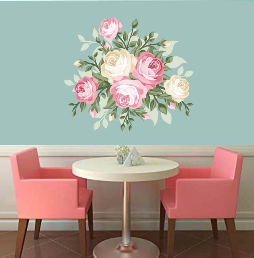 Floral Wall Decal Rose Wall Decal Home Decor Rose Decor Etsy