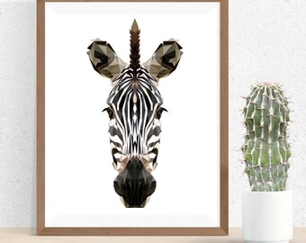 Zebra Print, Polygonal Art, Abstract Print, Zebra Art, Symmetric Design, Modern Art, Contemporary Art, Design by Abby Smith, Geometric Art