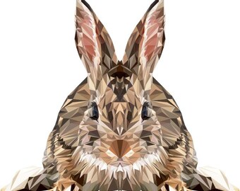 Rabbit Print, Polygonal Art, Abstract Print, Rabbit Art, Symmetric Design, Modern Art, Infinite Graphics, by Abby Smith, Geometric Accent