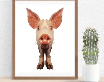 Pig Art Print, Polygonal Art, Abstract Print, Pig Art, Symmetric Design, Modern Art, Infinite Graphics, Design by Abby Smith, Geometric Art