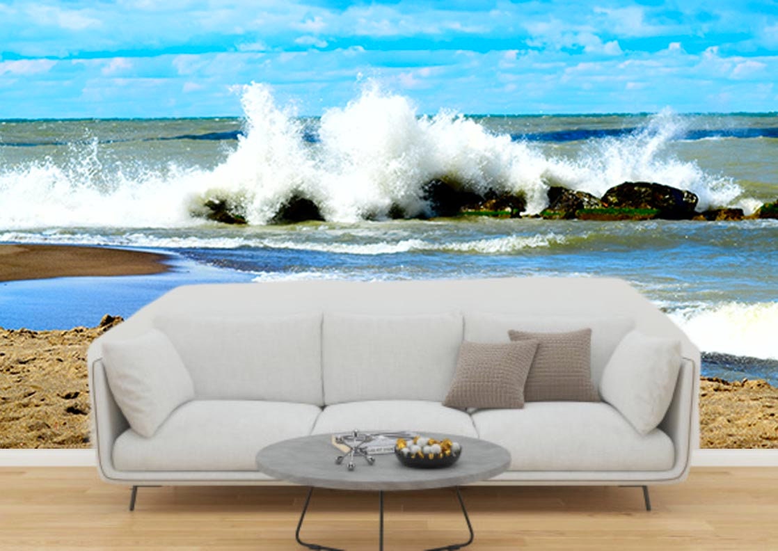 Waves Decal, Coastal Decor, Lake Erie Landscape, Wall Decal, Waves ...