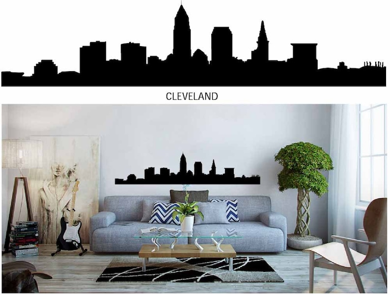 Skyline Silhouette City Skyline Decal City Wall Decals Cleveland NYC Vinyl Wall Decals Infinite Graphics Art Miami Skyline Detroit