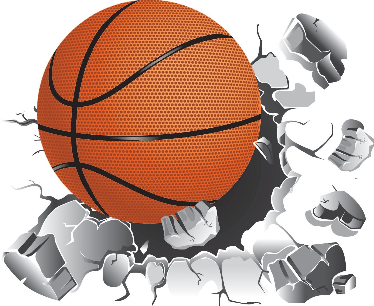 NKTIER 3D Basketball Wall Sticker Self-adhesive Flying Fire