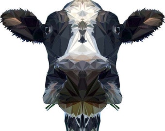Cow Illustration, Polygonal Art, Abstract Print, Cow Art, Symmetric Design, Modern Art, Infinite Graphics, Design by Abby Smith, Geometric