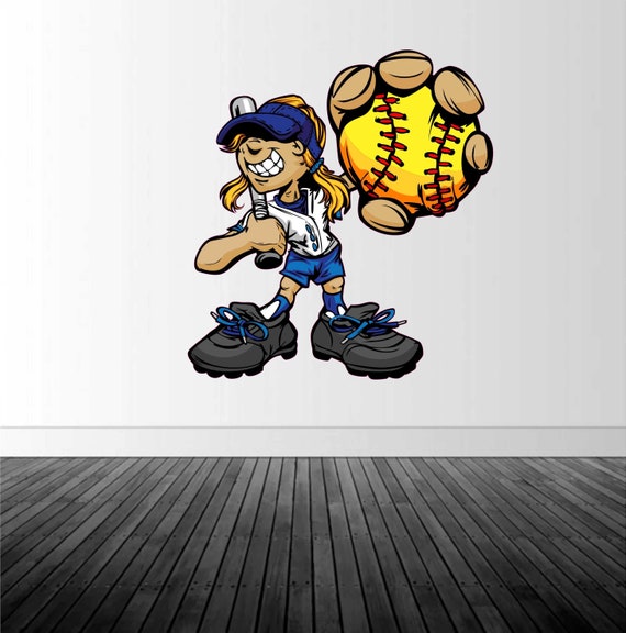 Softball Wall Decal Girls Vinyl Art Bedroom Decor Sports By Abby Smith