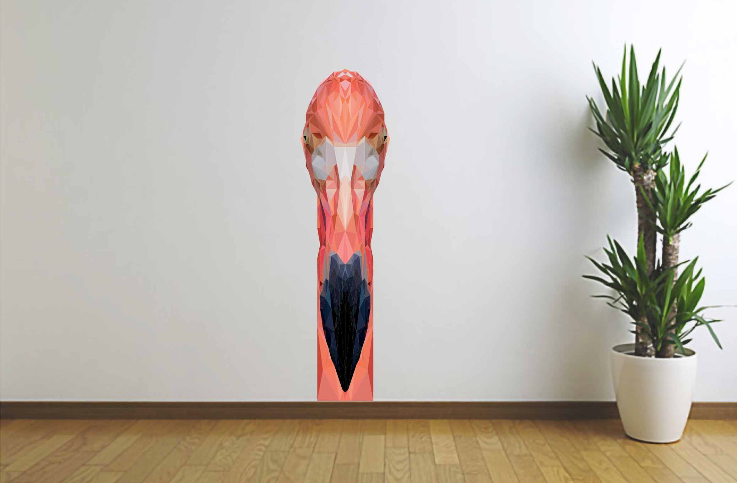 Flamingo Wall Sticker, Vinyl Wall Decal, Flamingo Art, Polygonal Design