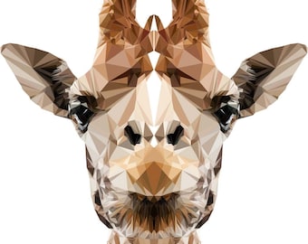 Giraffe Wall Decal, Giraffe Sticker, Polygonal Giraffe, Geometric Design, Vinyl Wall Sticker, Polygonal Art, Home Decor, Geometric Accent