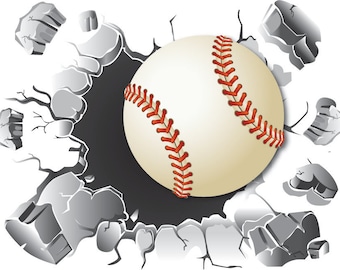 Baseball Wall Decal, Baseball Decor, Kid's Room Decals, Baseball, Removable Wall Decal, Sport Room Decal, Vinyl Sticker, Bedroom Decor teens
