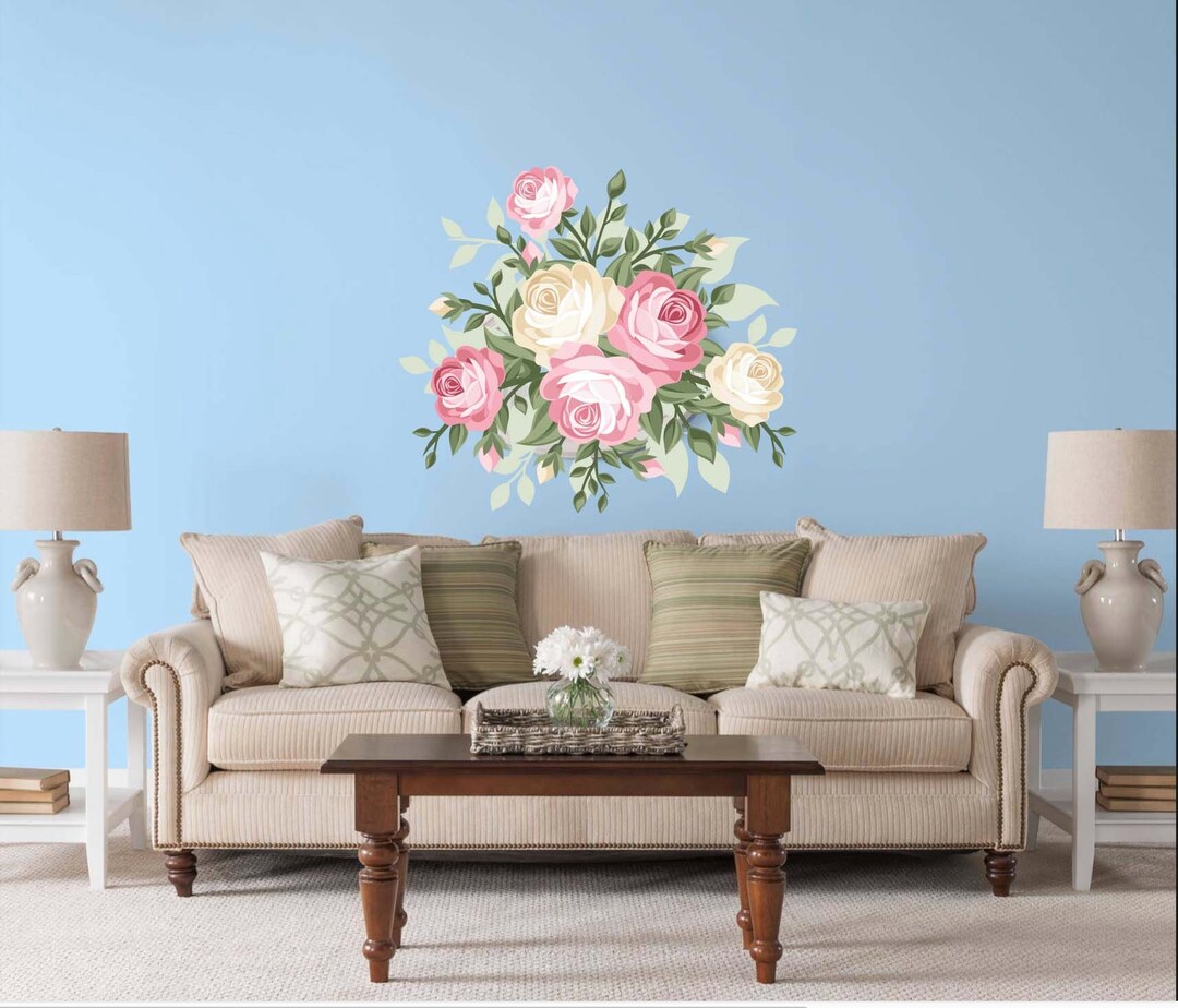 Floral Wall Decal, Rose Wall Decal, Home Decor, Rose Decor, Vinyl Wall ...