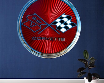1970s Corvette Emblem Vinyl Decal: Classic Car Photo Wall Art