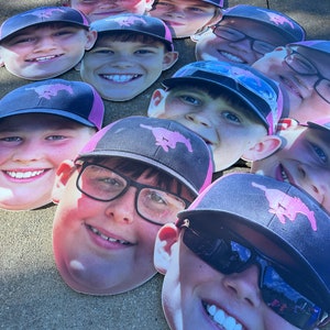 Team Fat Faces, Vinyl Head Signs, Game Day Gear, Large Heads, Big Heads, Photo Heads, Corrugated Sign, FatFace Signs, Big Head Sign