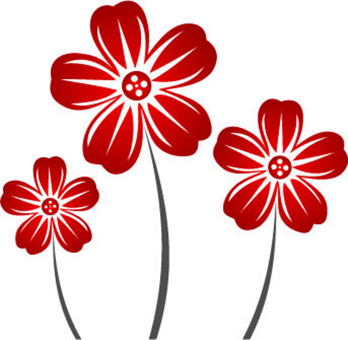Floral Wall Decal Red Flower Decal Home Interior Decal Etsy