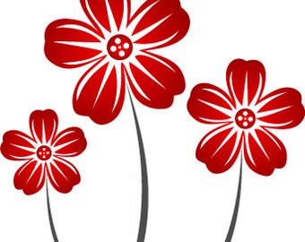 Floral Wall Decal, Red Flower Decal, Home Interior Decal, Vinyl Wall Graphics, Infinite Graphics, Removable Decal, Wall Stickers