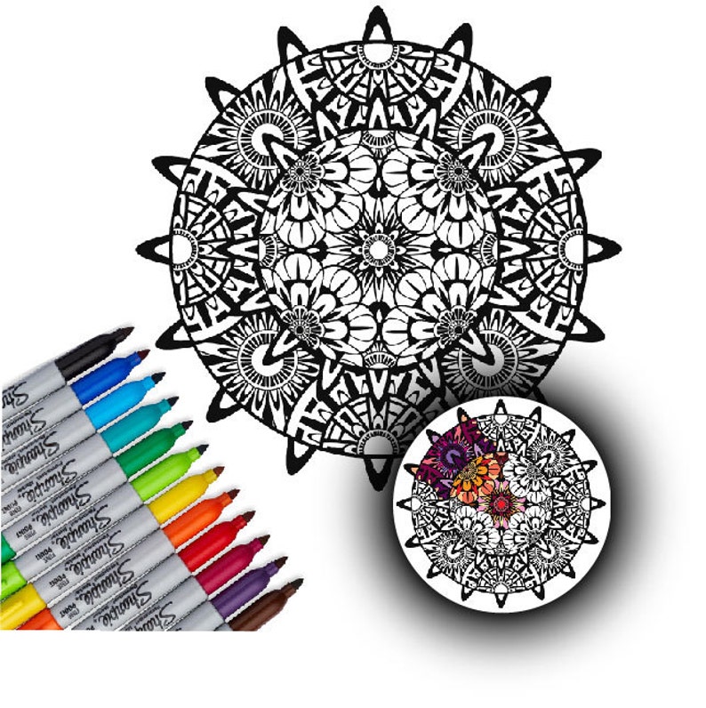 Coloring Decal Vinyl Mandala Decal Art Project Vinyl Wall | Etsy