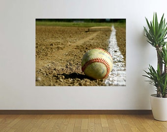 Baseball Wall Decal, Black & White Photography, Sports Room Decor, Baseball Decal, Bedroom Decor Teens, Vinyl Wall Decal, by Abby Smith