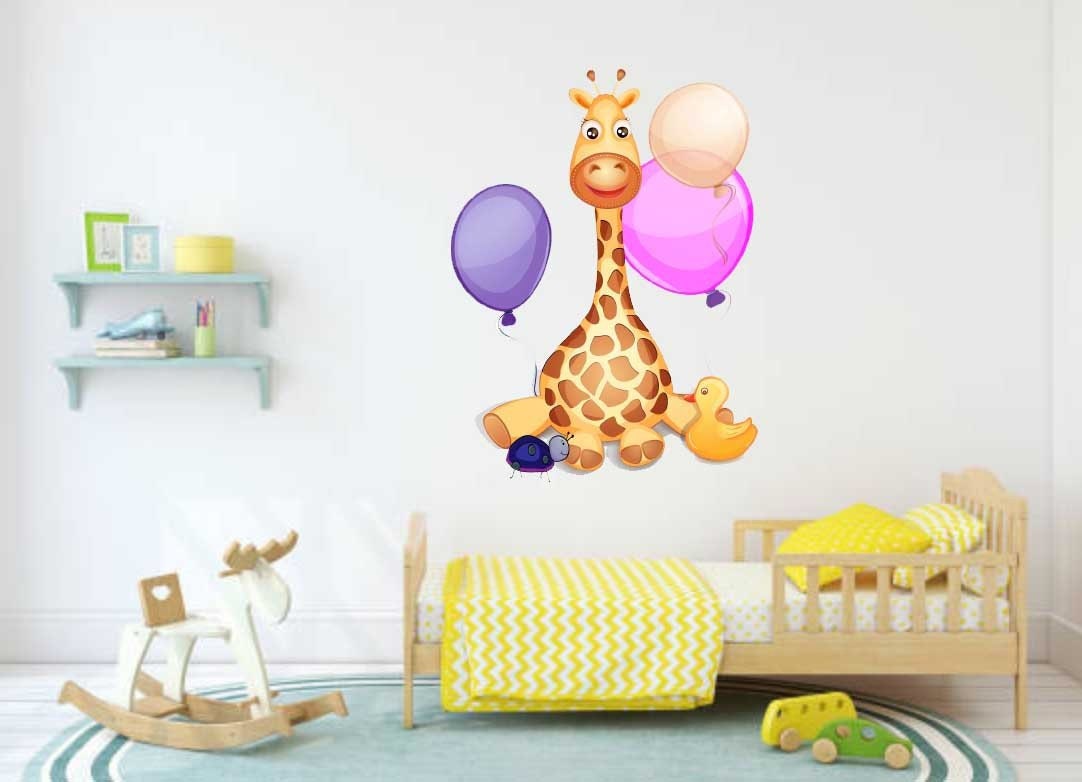 Giraffe Personalized Monogram Vinyl Wall Decal Child's Name and