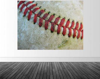 Baseball Wall Decal, Vinyl Wall Graphics, Macro Baseball Photo, Sports Theme Decor, Sports Photo by Abby Smith, Baseball Fan Art, Baseball