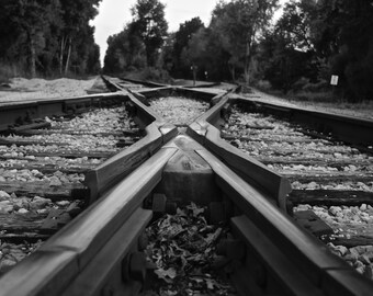 Railroad Tracks, Vinyl Wall Decal, Railroad Photography, Train Track Photo, BW Photography, Photography, Wall Decal, Photo by Abby Smith,