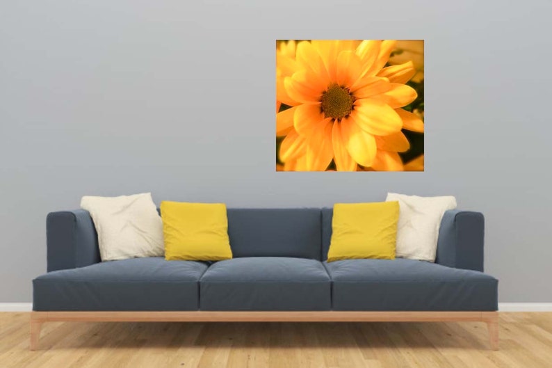 Daisy Wall Decal Floral Wall Decal Yellow Floral Wall Mural Etsy