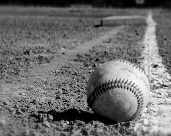 Baseball Wall Decal, Black & White Baseball Decor, Sports Room Decor, Baseball Graphics, Vinyl Wall Decal, Boy's Bedroom Art, by Abby Smith,