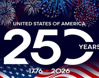 America 250 Banner: Independence Day Party Banner