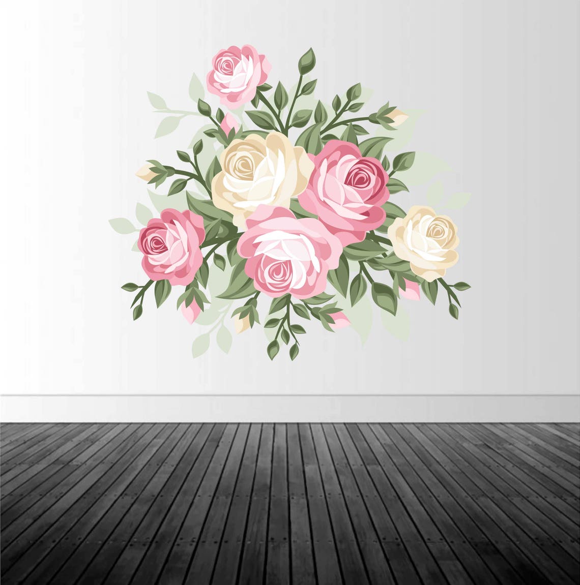 Floral Wall Decal Rose Wall Decal Home Decor Rose Decor Etsy