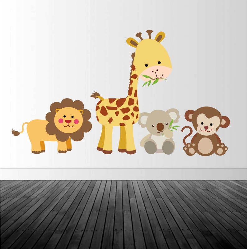Jungle Animal Wall Decal Nursery Wall Decal Animal Wall Etsy